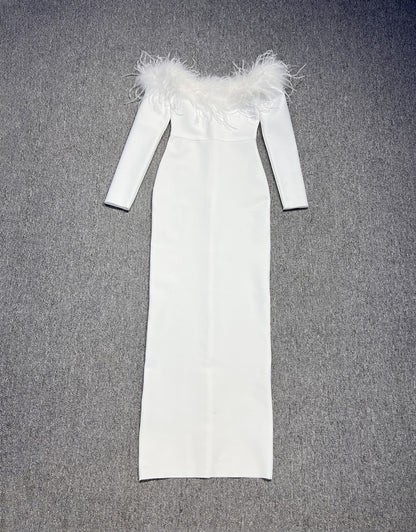 Women's Fur Collar Bandage One-piece Dress