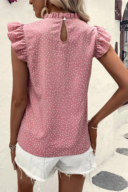 Blouse à manches courtes et volants à pois