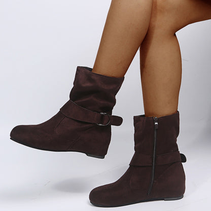 Side Zipper Suede Boots