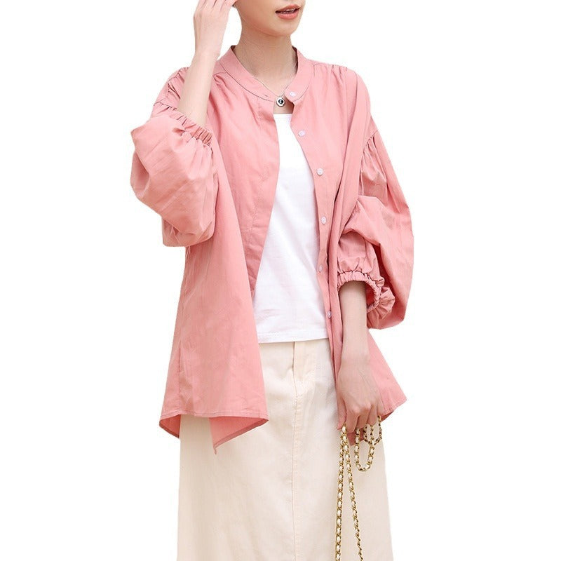 Women's Sweet Leisure Style Pure Cotton Solid Color Shirt