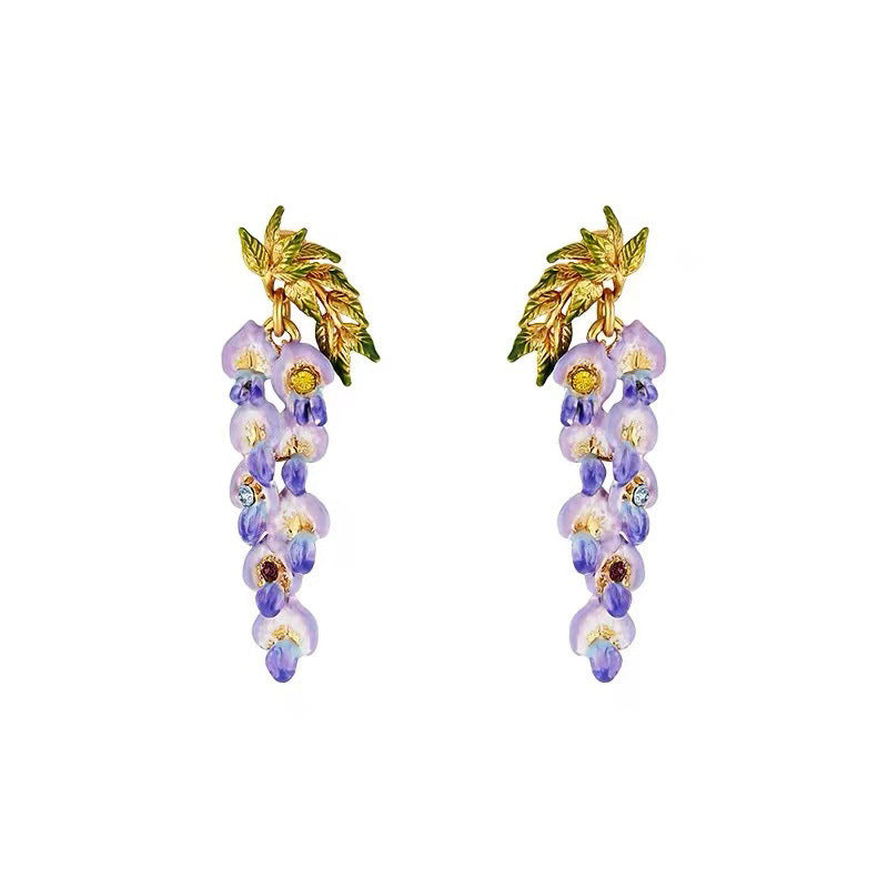 Wisteria Flower Ear Stud Necklace Special Interest Light Luxury Accessories