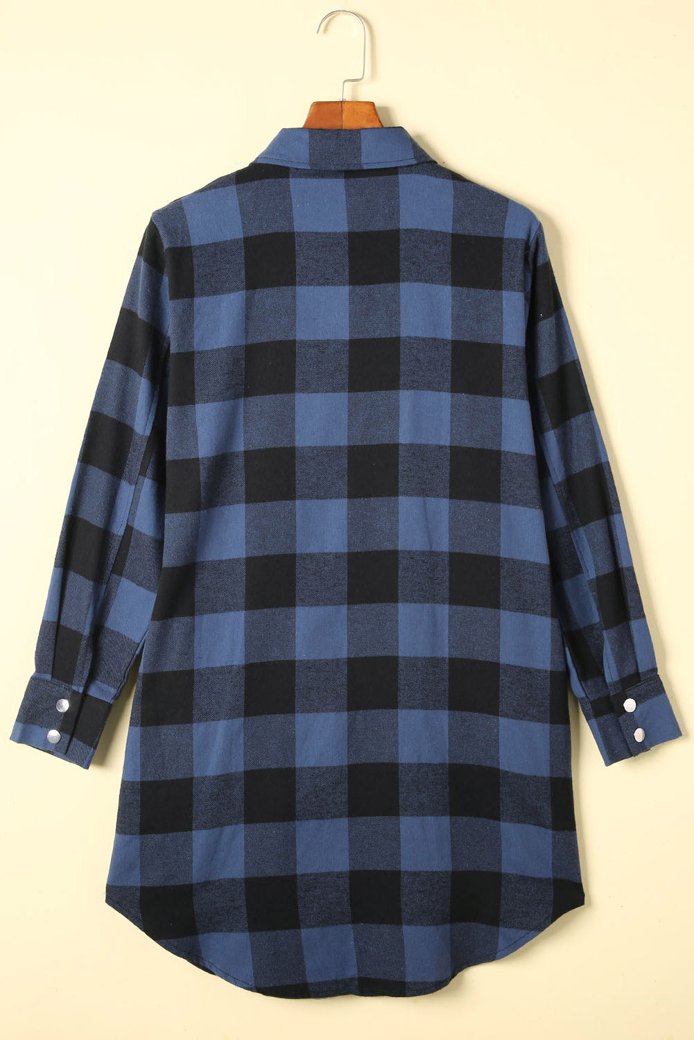 Green Turn-down Collar Plaid Shirt Coat