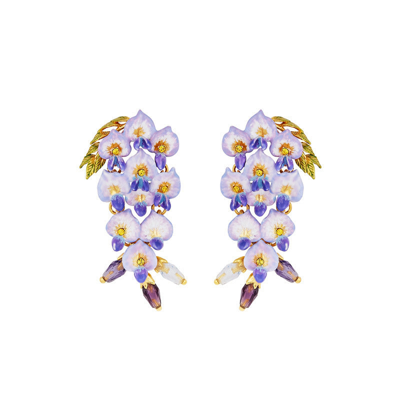 Wisteria Flower Ear Stud Necklace Special Interest Light Luxury Accessories