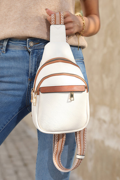 Bolso bandolera informal Street con cremallera múltiple blanco