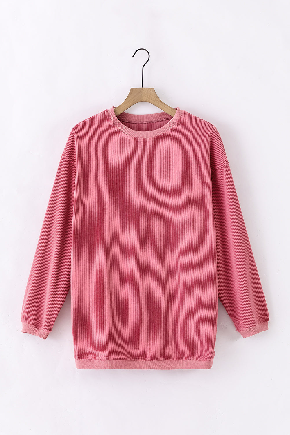 Sweat-shirt surdimensionné côtelé rose fraise