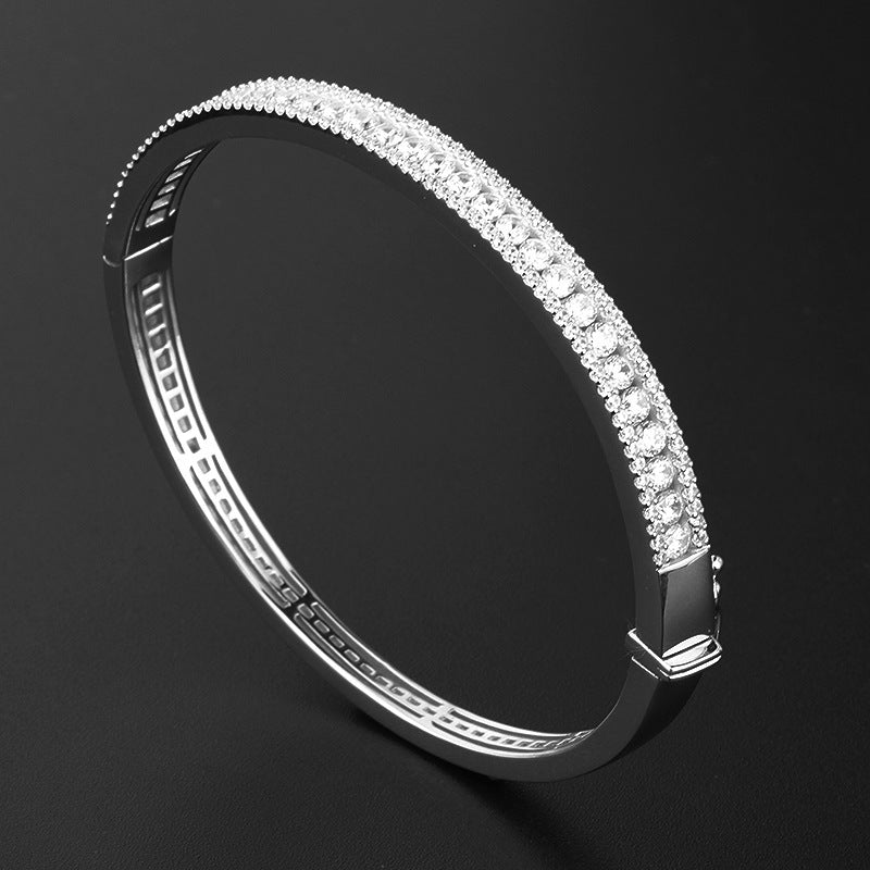 Pulsera de plata esterlina de moda para mujer con circonitas de diamantes de imitación