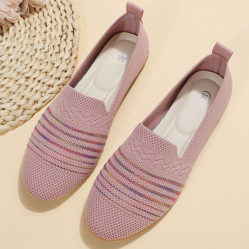 Women's Casual Flying Knit Flat Sole Single Shoes