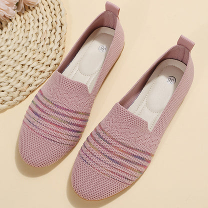 Women's Casual Flying Knit Flat Sole Single Shoes