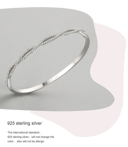 Women's Cross Wave Hollow S925 Silver Bracelet