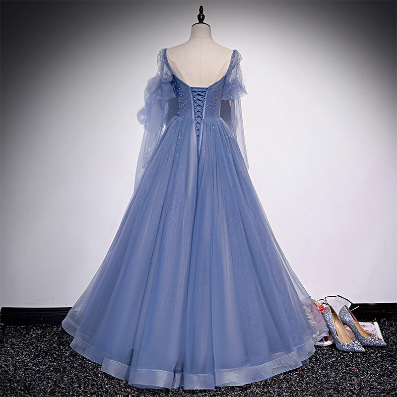 Robe de soirée pour banquet, robe longue bleue pour femme