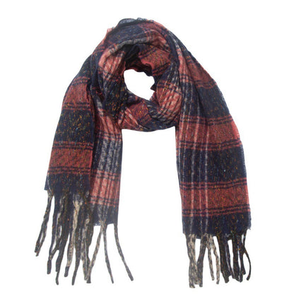 European And American Men's And Women's Plaid Tassel Scarf