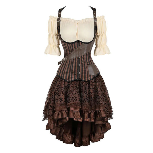 Vestido Pirata Marrón Tallas Grandes Faxu Cuero Steampunk