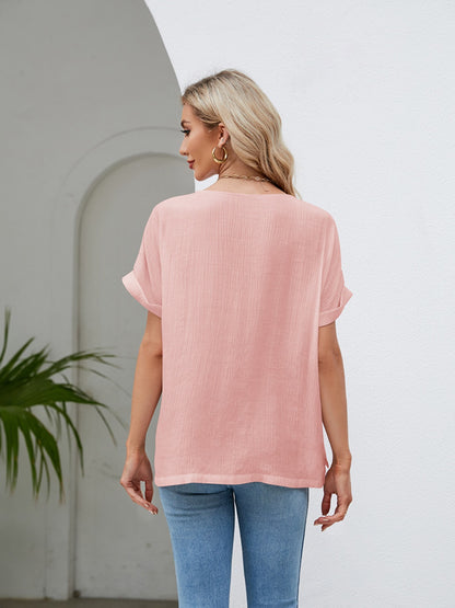 Blusa de manga corta con cuello redondo