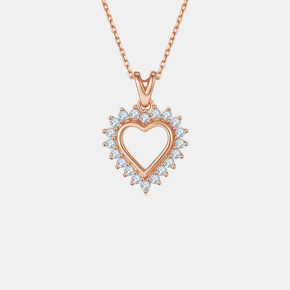 Collier pendentif coeur en argent sterling Moissanite 925