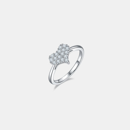 Bague coeur en argent sterling 925 moissanite