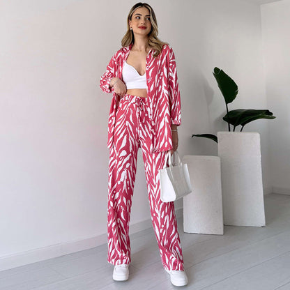 Women's Fashion Casual Loose Long Sleeve Trousers Suit