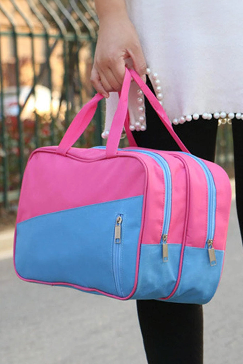 Bonbon Color Block Bolsa de yoga portátil con bolsillo con cremallera múltiple