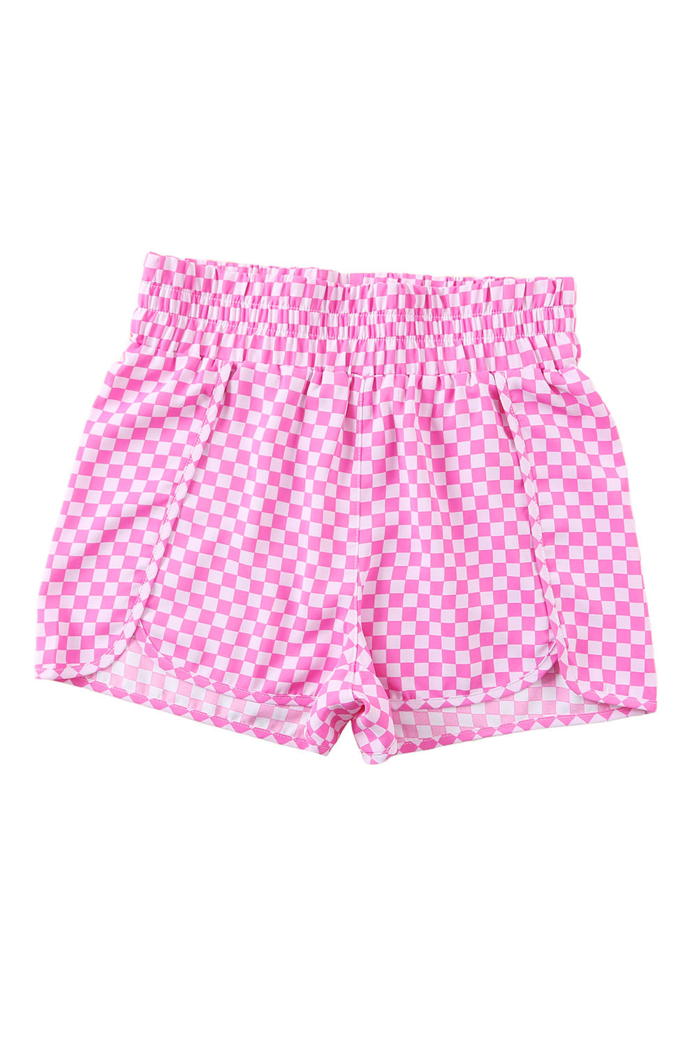 Short de sport taille haute à imprimé écossais rose