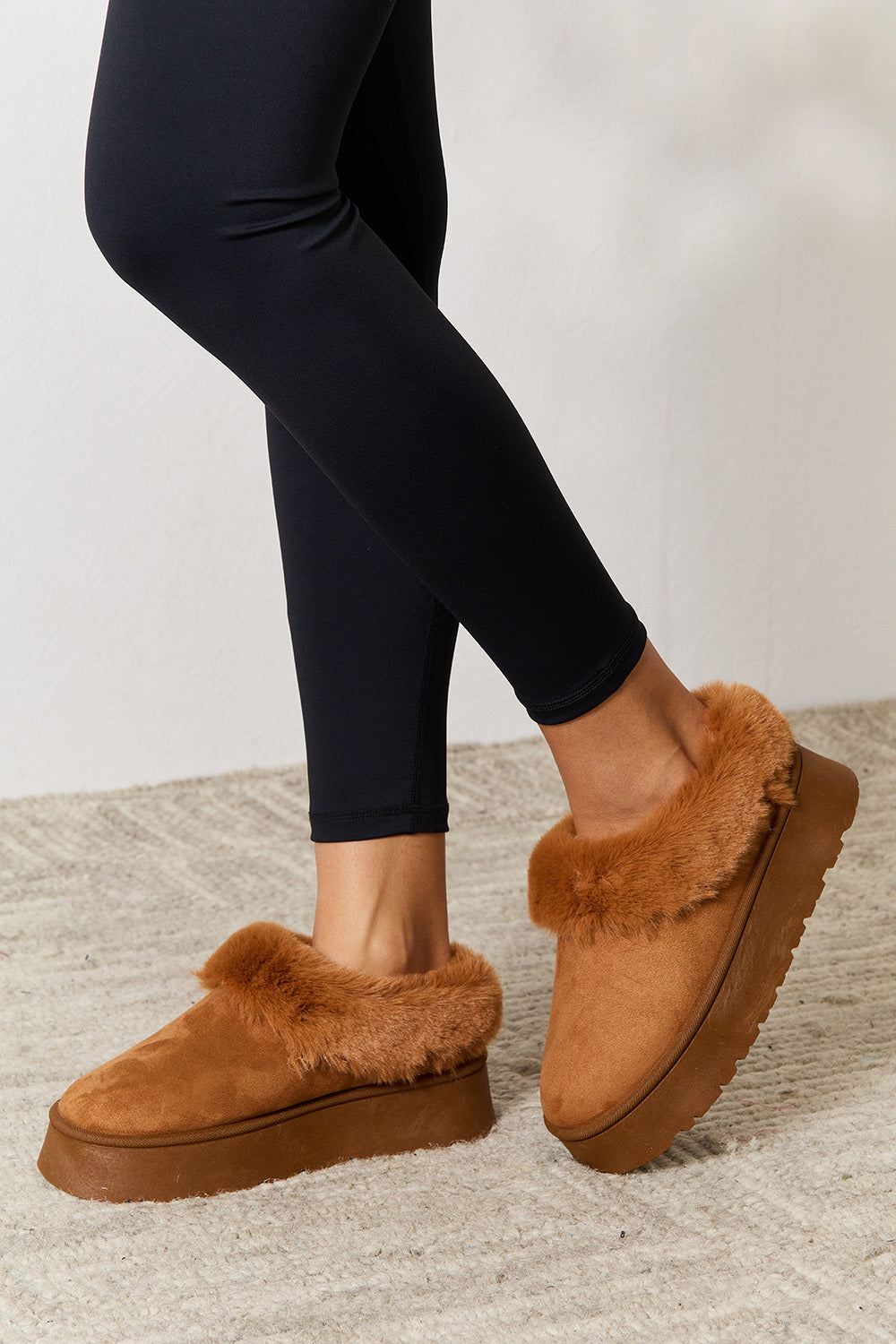 Legend Footwear Furry Chunky Platform Ankle Boots