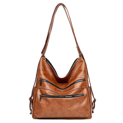 Bolso de hombro con cremallera doble para mujer, bolsos de alta capacidad, mochila ajustable