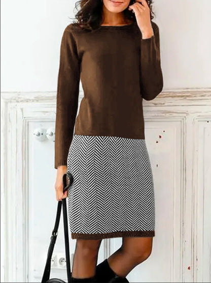 Women's Fashion Houndstooth Slim Base Dress