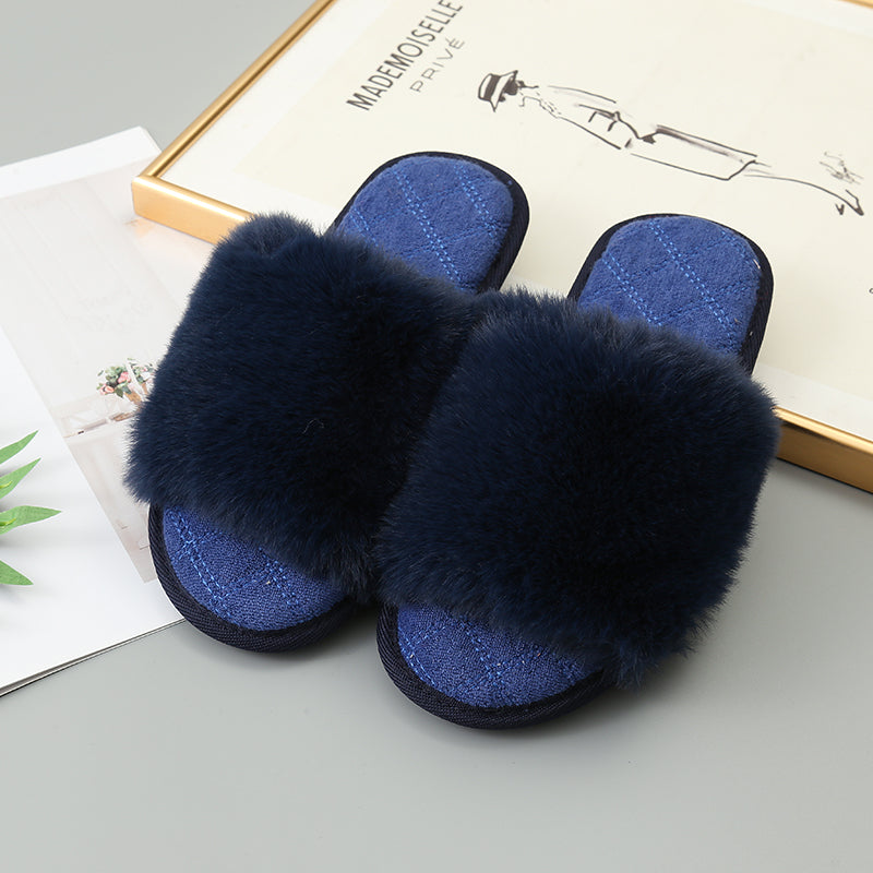 Pantuflas con punta abierta de piel sintética