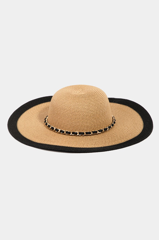 Sombrero de paja con ribete negro Fame Chain