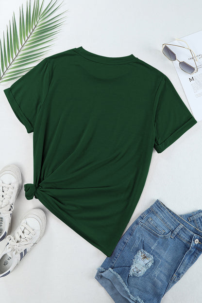 White Casual Plain Crew Neck Tee