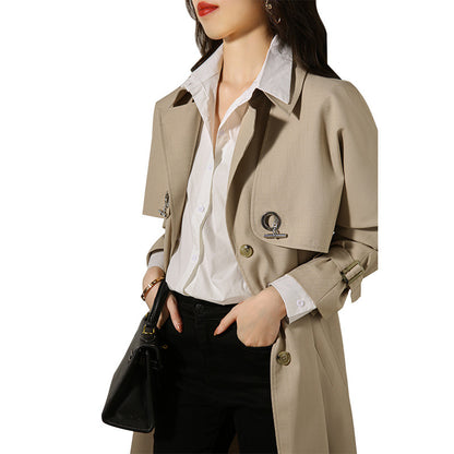 Wool Mid Length Early Autumn Thin Coat Women's Clothing