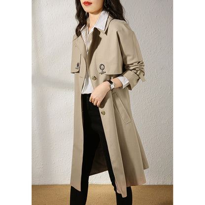 Wool Mid Length Early Autumn Thin Coat Women's Clothing