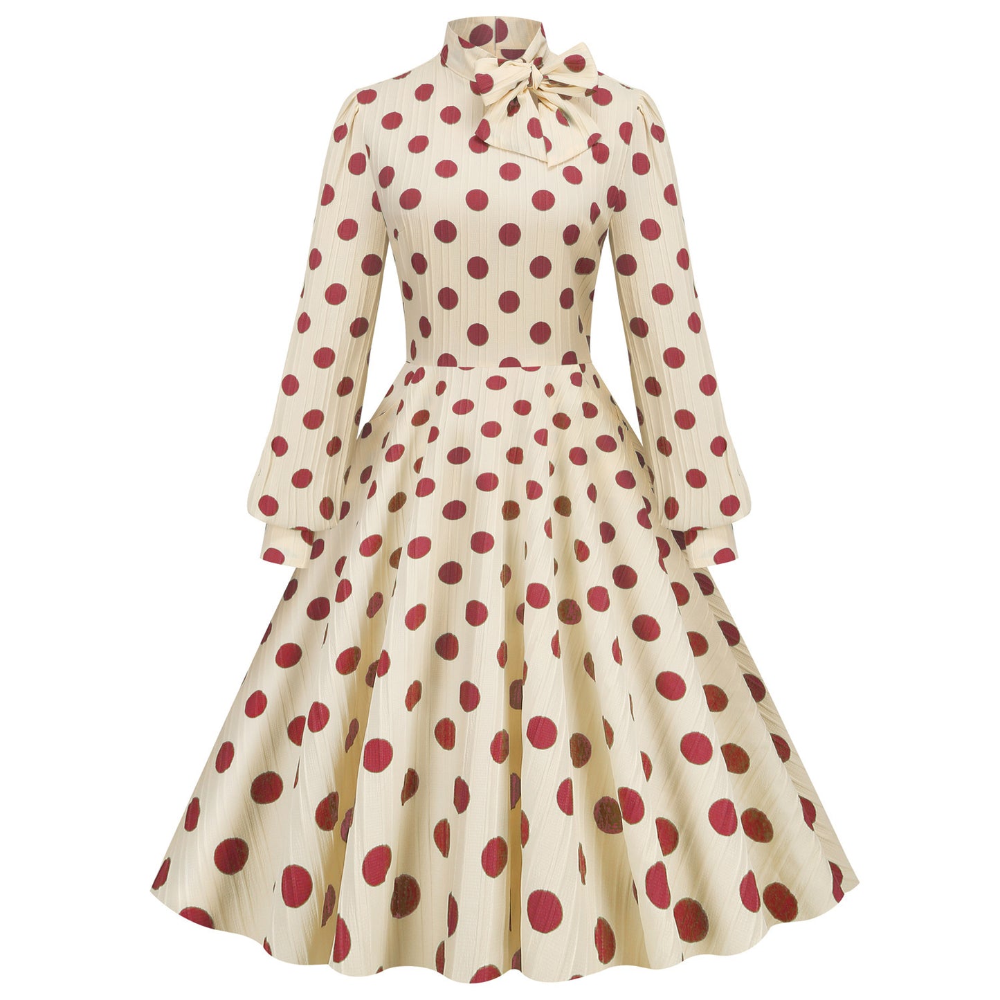 Women's Retro Dots Puff Sleeve Dress