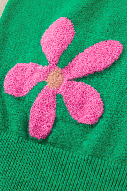 Jersey de manga corta con burbujas florales verde brillante