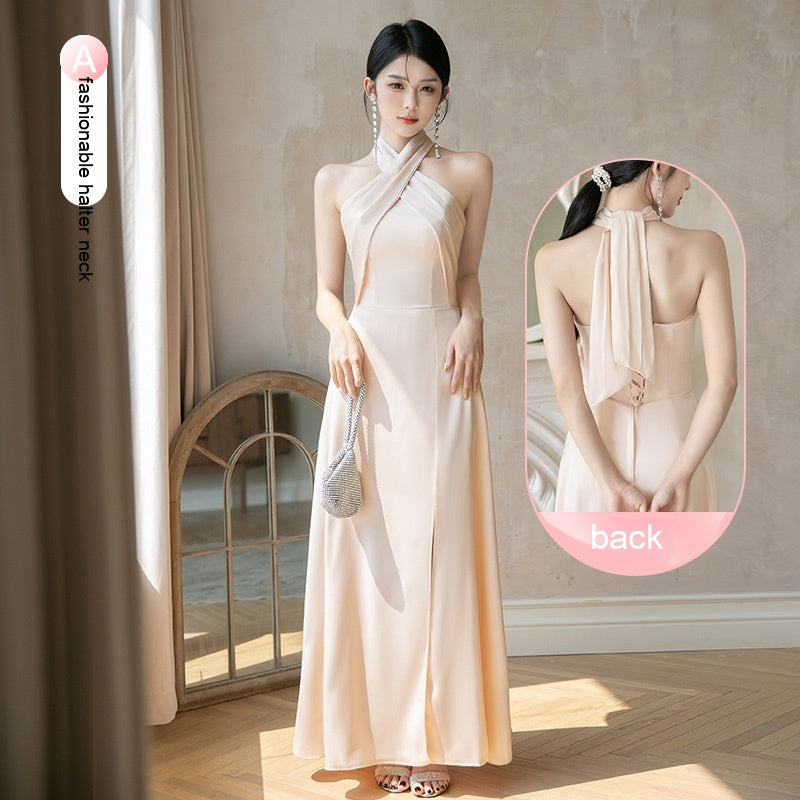 Champagne Satin Bridesmaid Dress For Women