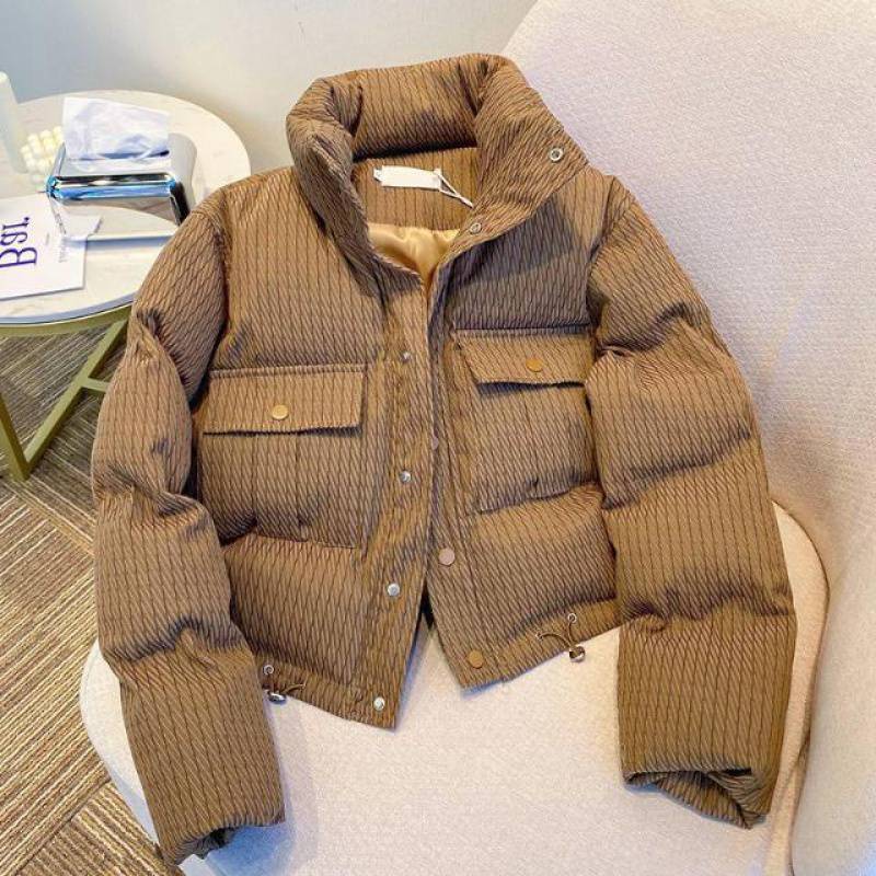 Women's Fashion Retro Stand Collar Short Down Jacket