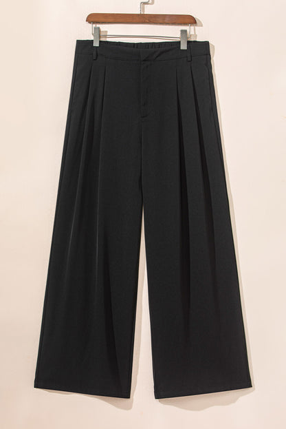 Pantalones anchos elegantes plisados ​​negros