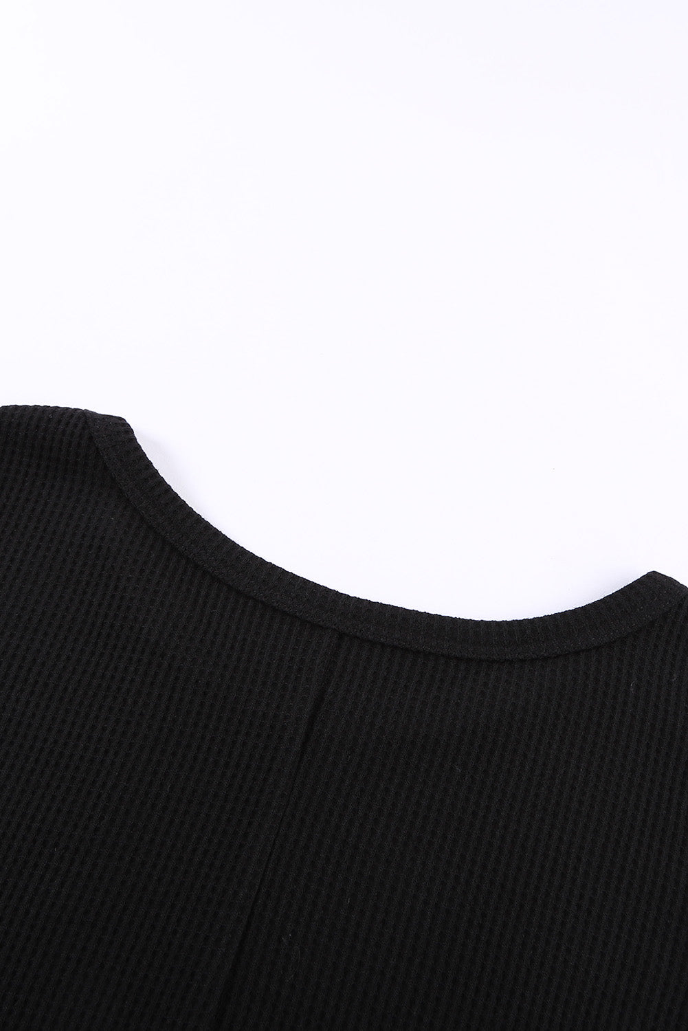 Black Crew Neck Basic Waffle Tank Top