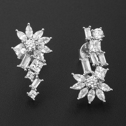 4428E Personality S925 Silver Inlaid 5A Zircon Simple Stud Earrings