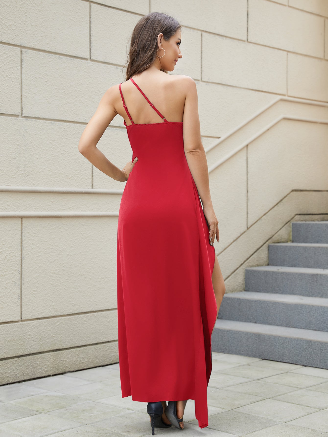 Robe asymétrique de couleur unie pour femme