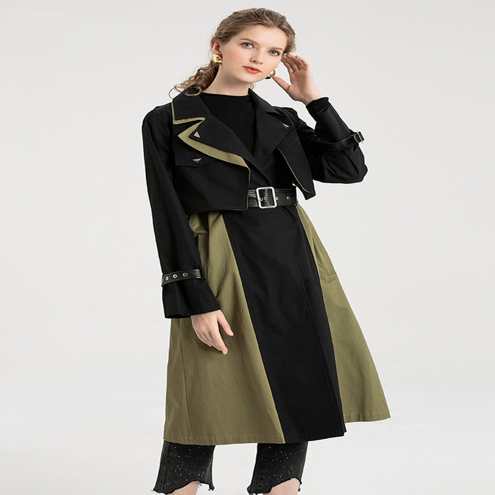 Nouveau Trench-Coat de Style britannique rétro aux couleurs assorties pour femmes