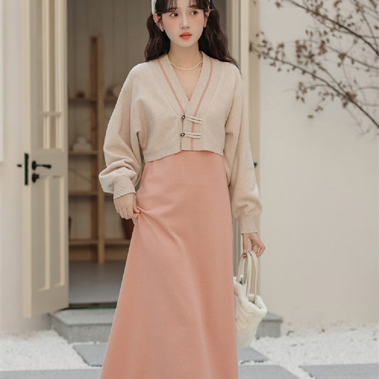 Fashion Sweater Dress Two-piece Suit