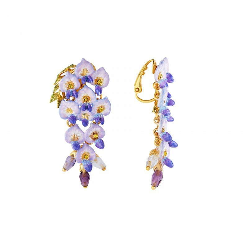 Wisteria Flower Ear Stud Necklace Special Interest Light Luxury Accessories