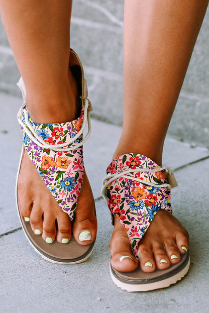 Sandalias con chanclas con cremallera y estampado floral multicolor