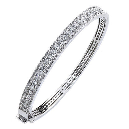 Pulsera de plata esterlina de moda para mujer con circonitas de diamantes de imitación