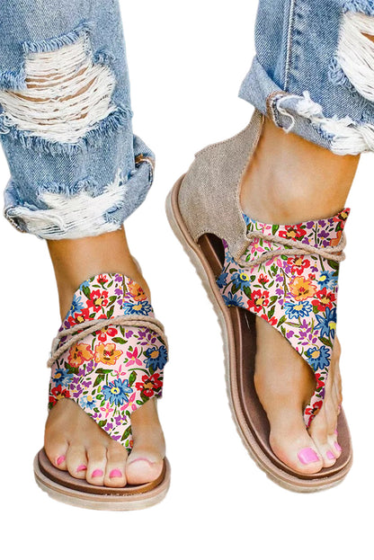 Sandalias con chanclas con cremallera y estampado floral multicolor