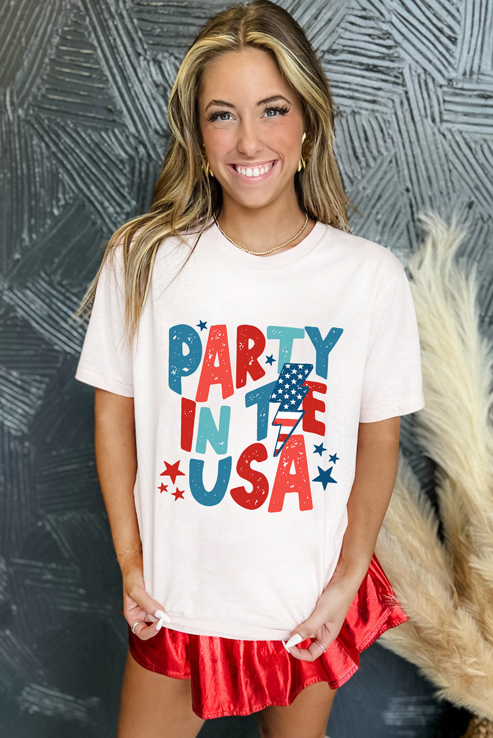 White PARTY IN THE USA American Flag Graphic Tee