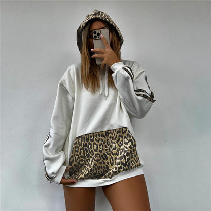 Commuter Hooded Leopard Print Multicolor Hoodie Women