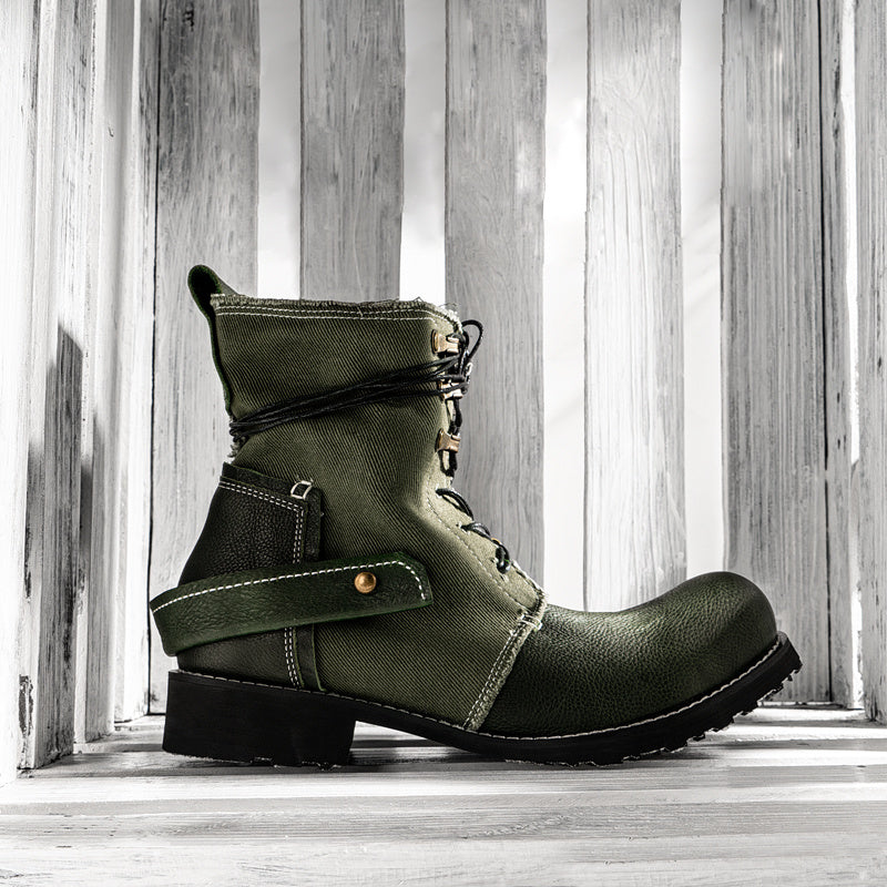 Design Retro Breathable Cowhide Canvas Boots Understand The Original