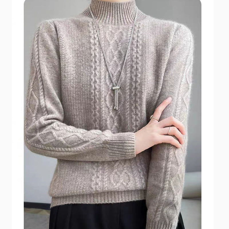 Women's Half Turtleneck Sweater Autumn And Winter New Soft Glutinous Loose Sweater