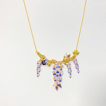 Wisteria Flower Ear Stud Necklace Special Interest Light Luxury Accessories