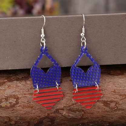 Boucles d'oreilles en acrylique à motif drapeau américain